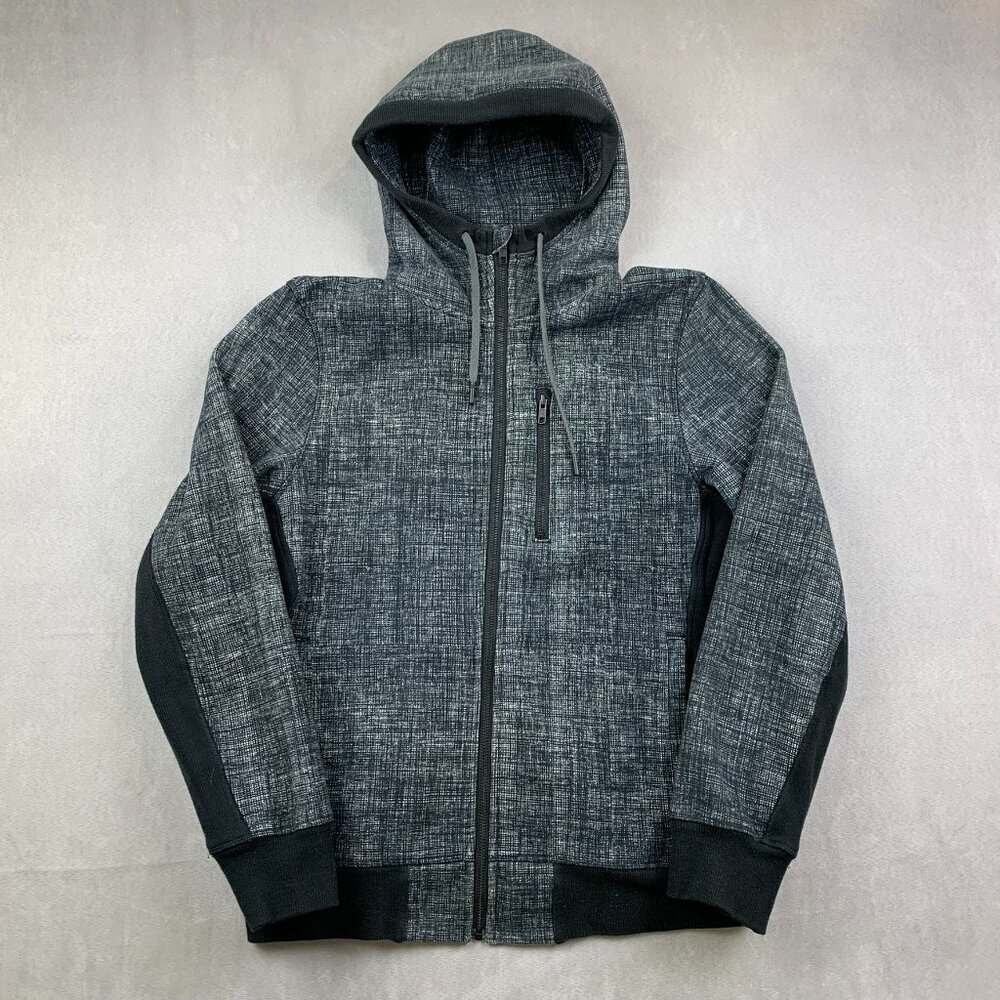 Lululemon Mens Sweater Small Black Heather Full Zip Sequence Hoodie Long Sleeve